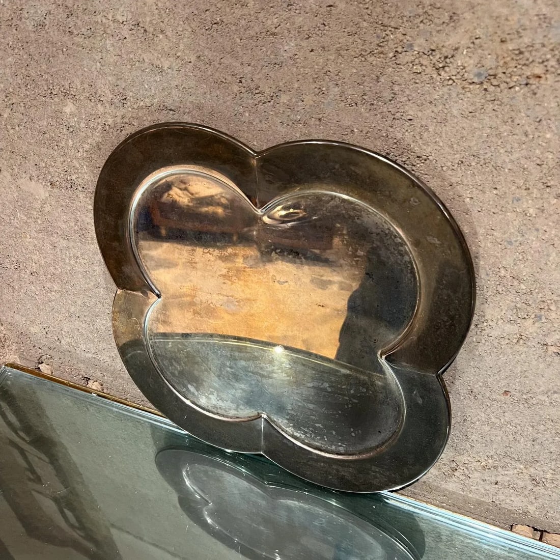 1970s Swirled Clover Bar Service Tray Silver Plate - 4