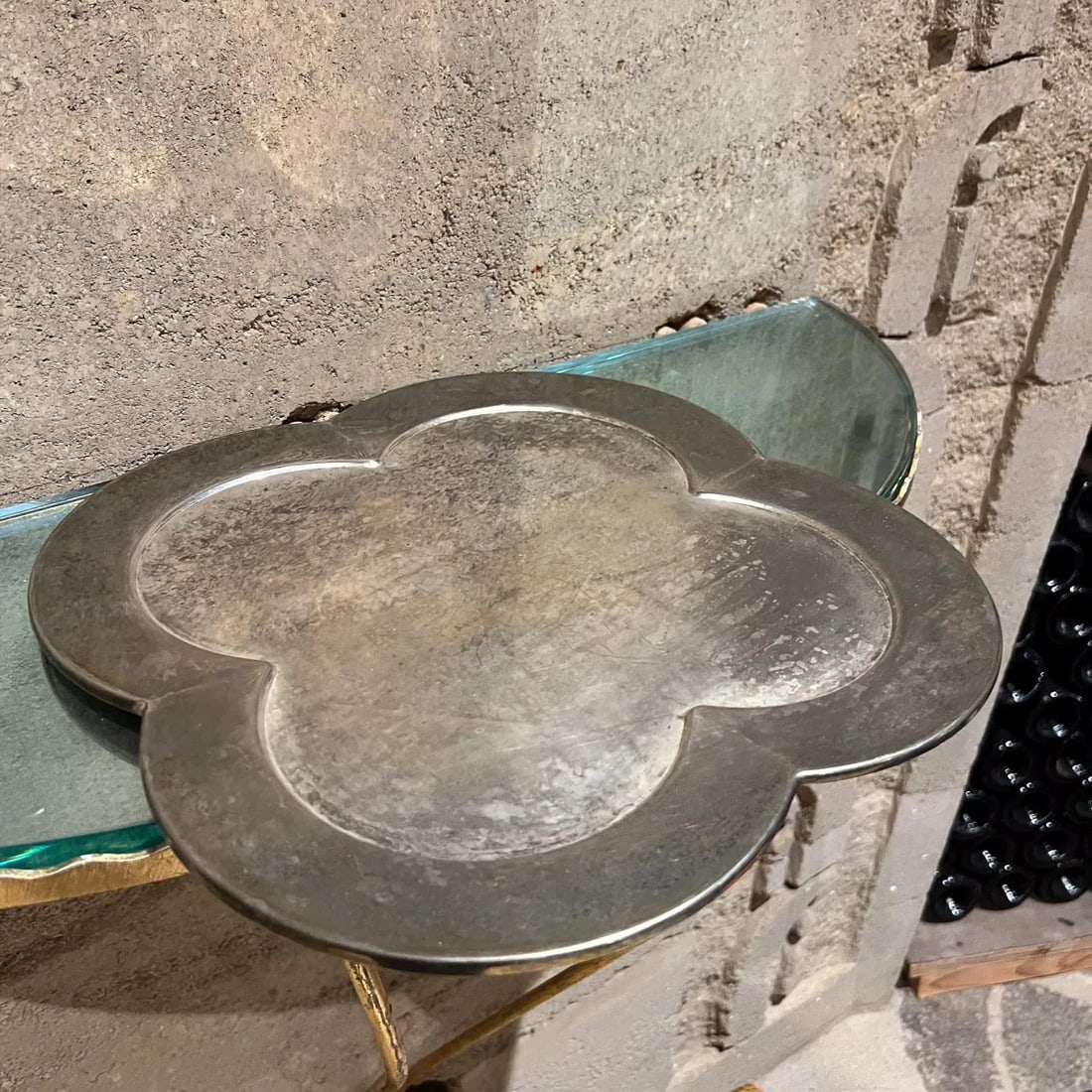 1970s Swirled Clover Bar Service Tray Silver Plate - 6