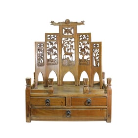 Chinese Vintage Carving Display Shrine Chest Stand