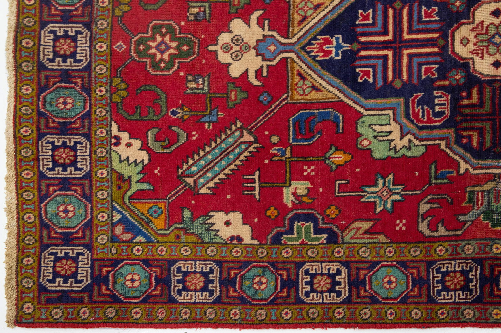 Allover Motif Red Vintage Tabriz Handmade Wool Rug - 4