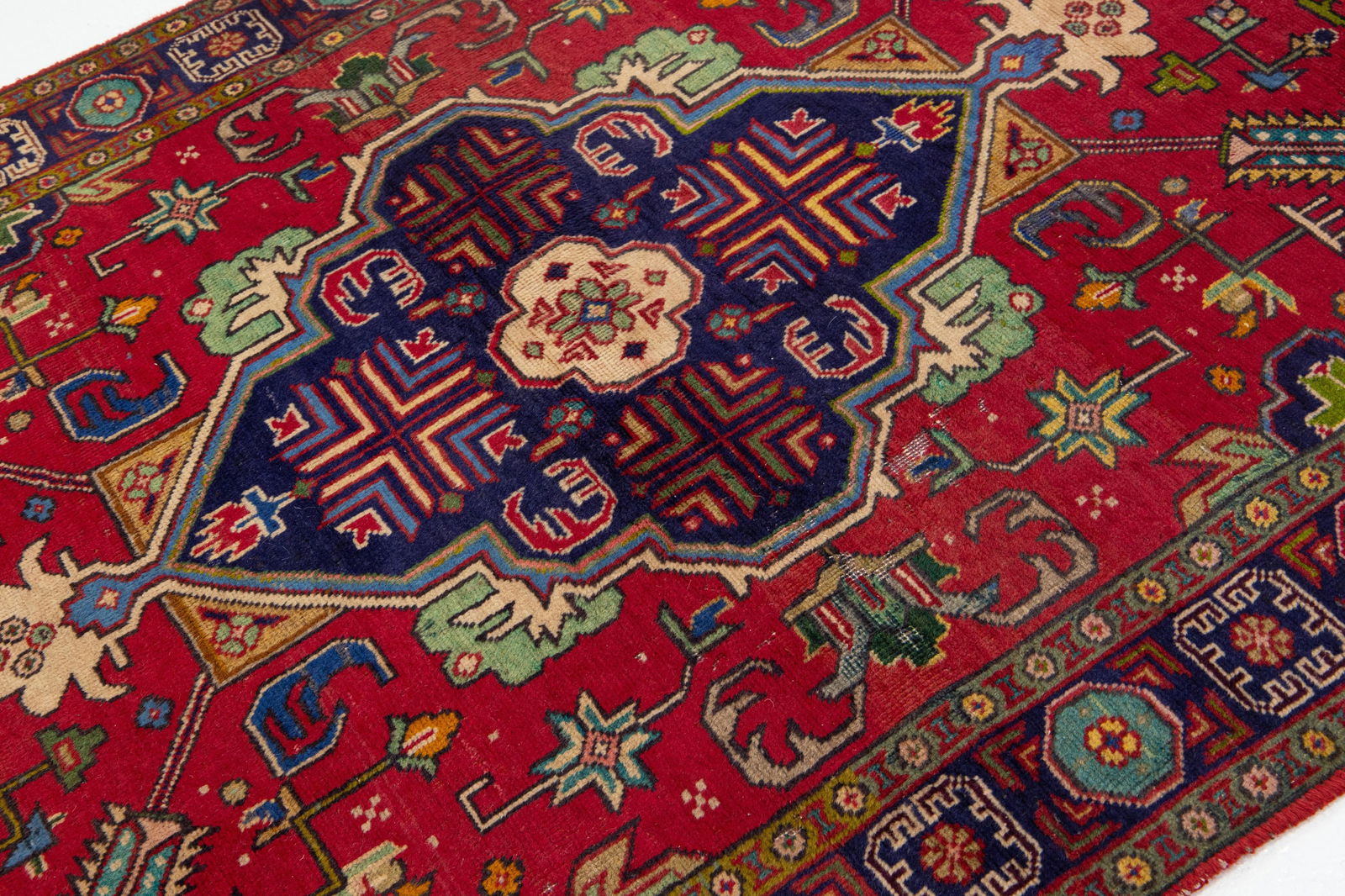 Allover Motif Red Vintage Tabriz Handmade Wool Rug - 5