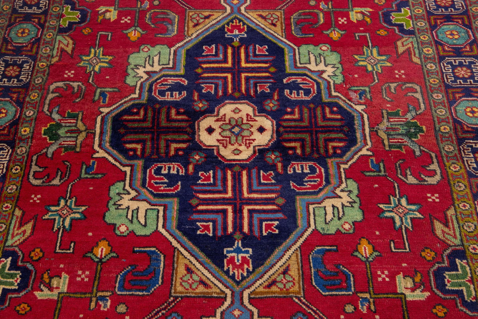 Allover Motif Red Vintage Tabriz Handmade Wool Rug - 7