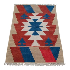 1980s Hand Woven Kilim Turkish Flat Weave Area Rug - 2"² × 2"²10"³
