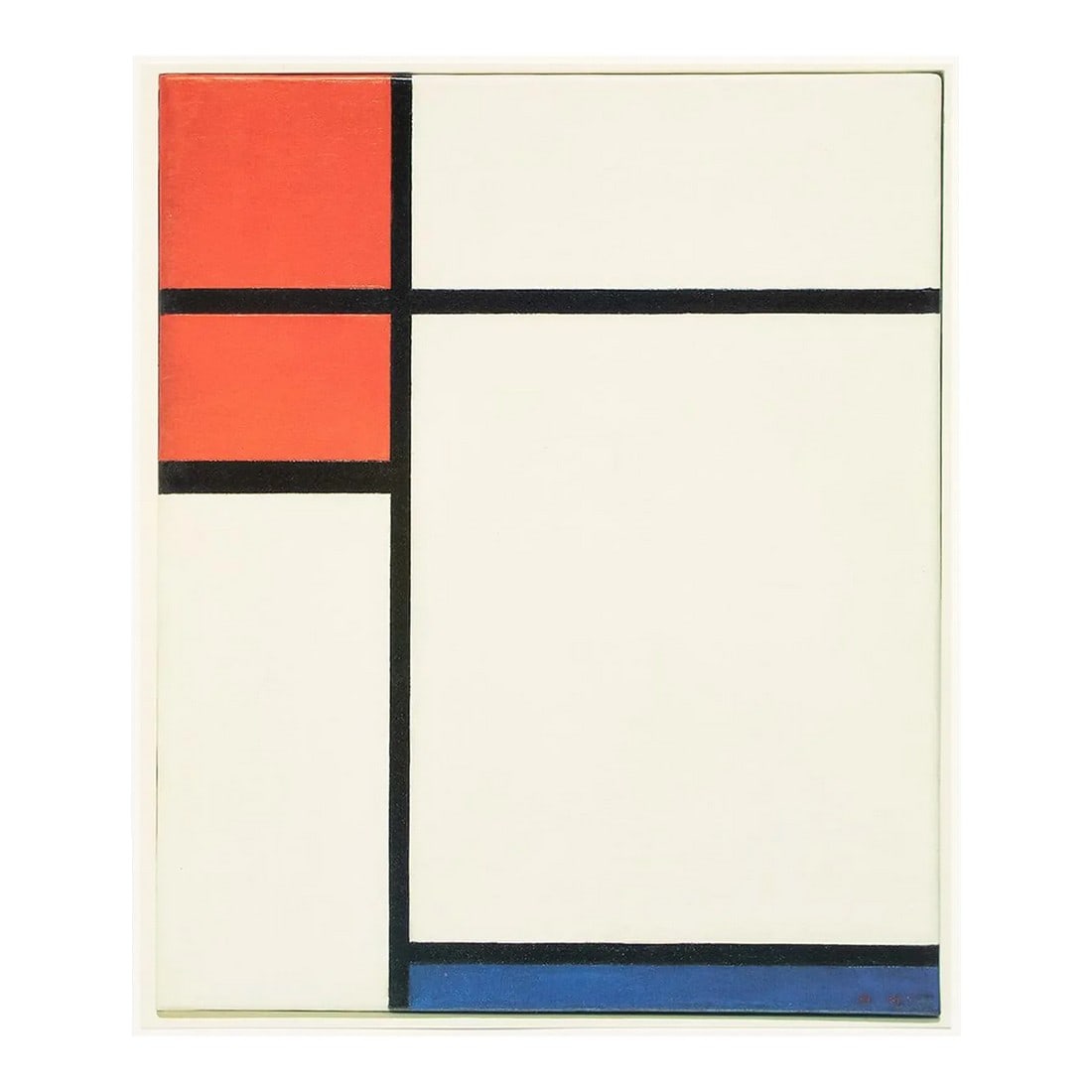 1991 After Piet Mondrian "Composition", Full-Color Parisian Print: A stunning full-color print after painting "Composition" by Piet Mondrian. Published by New French Editions in France in 1991. Printed on one side. Attached to a board of heavy paper. Information