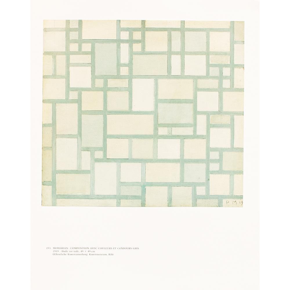 1991 After Piet Mondrian "Composition With Colors and Gray Contours", Full-Color Print - 2