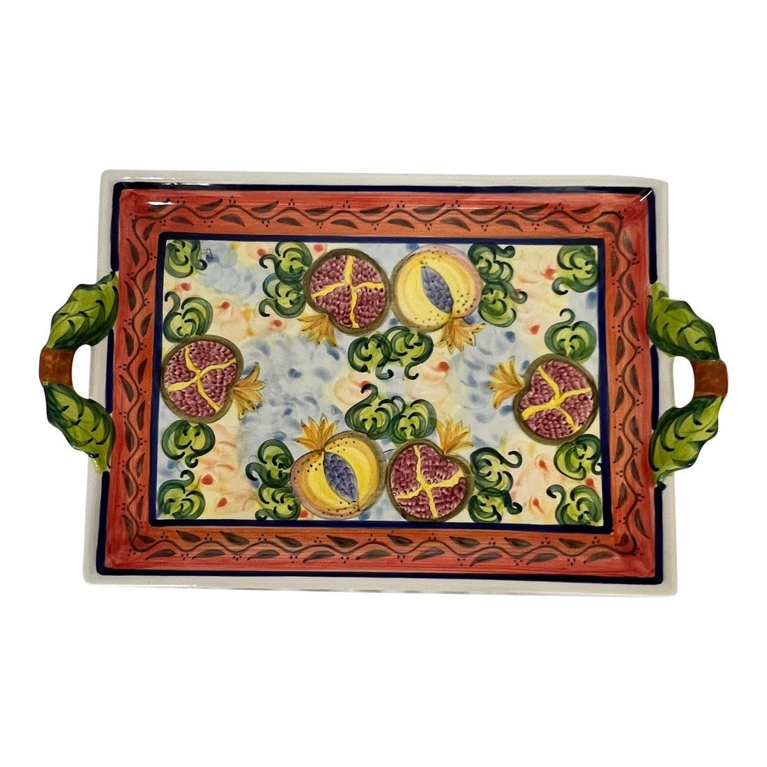 Hand Painted Pomegranate Platter, Portugal (1 of 2)