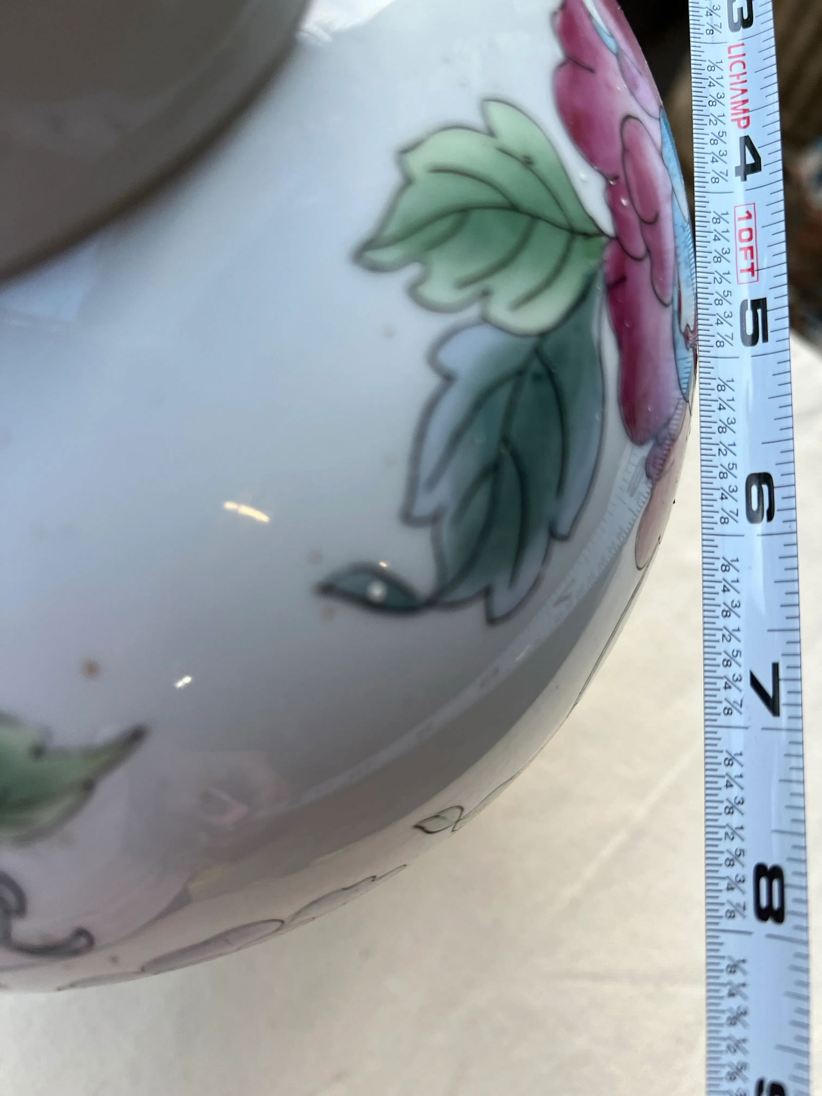 1970s Pink Peony Ming Shaped Petite Lamp - 3