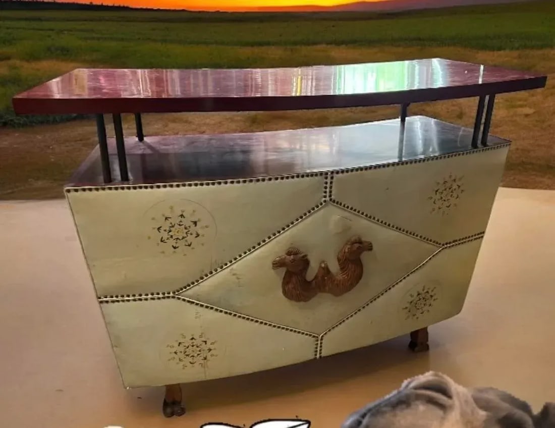 1970s Wooden Camel Footed Bar With Shelves and a Drawer - 10