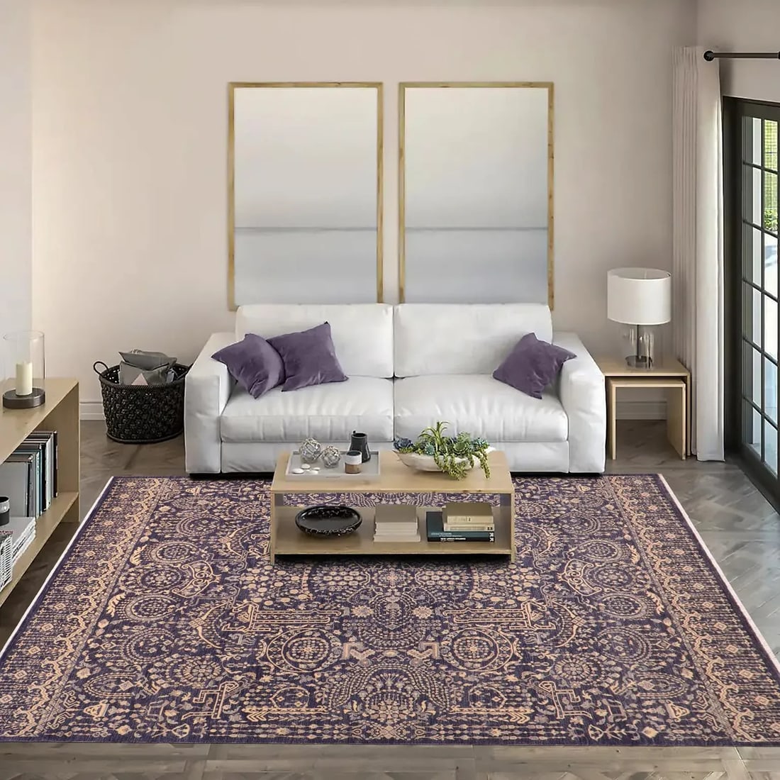 Shabby Chic Ziegler Blue Gray Hand-Knotted Wool Rug - 9'0'' X 11'11'' - 2