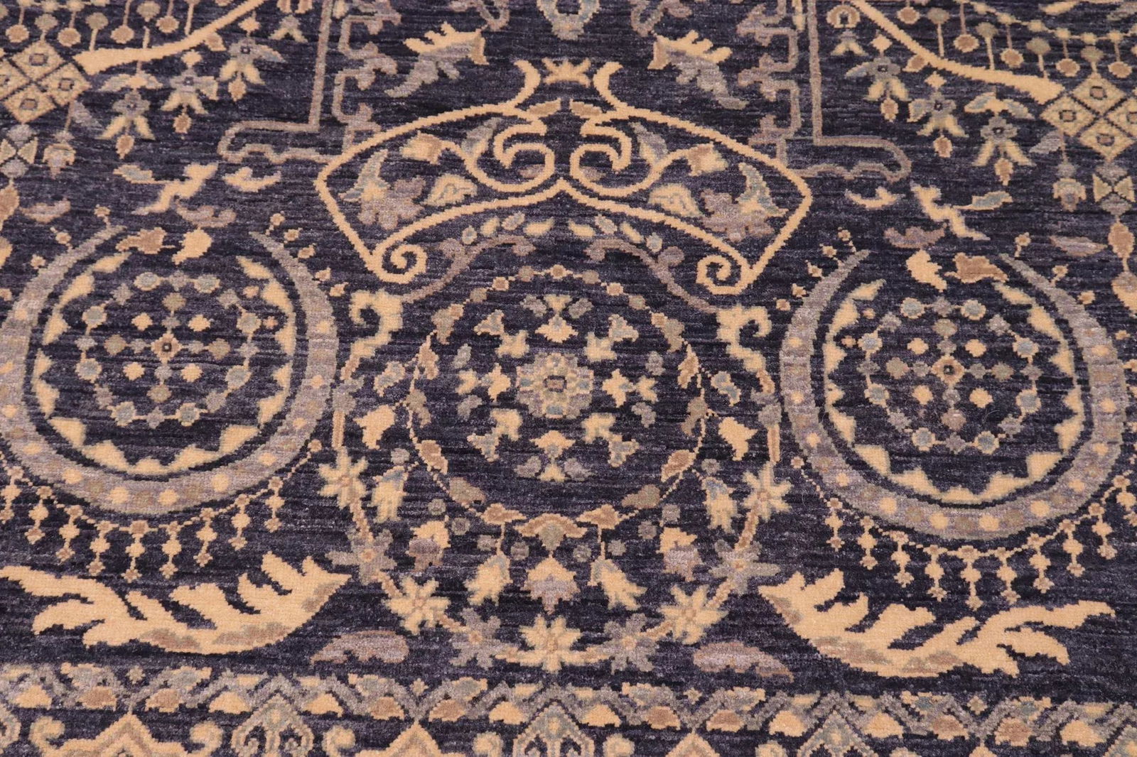 Shabby Chic Ziegler Blue Gray Hand-Knotted Wool Rug - 9'0'' X 11'11'' - 4