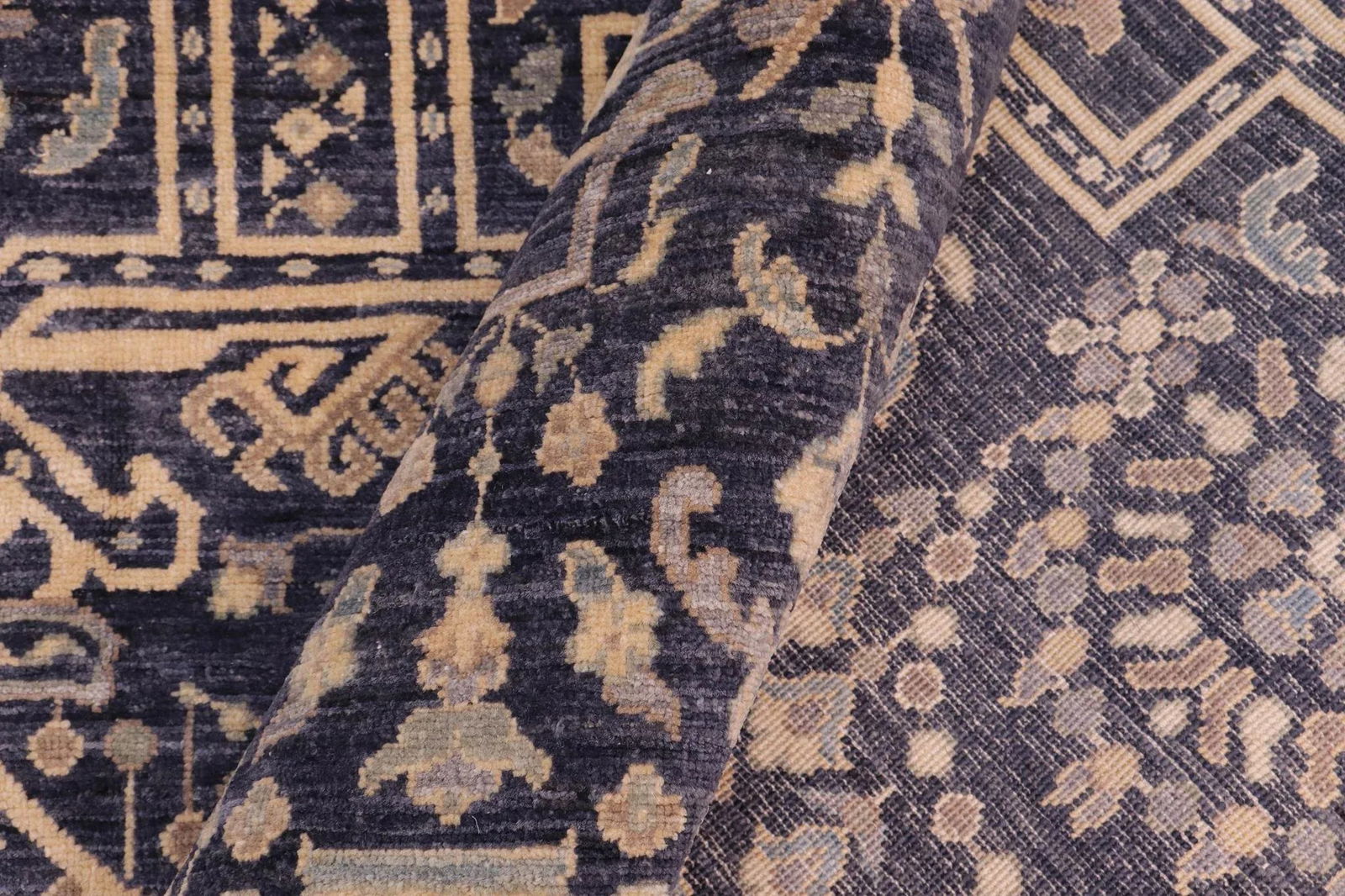 Shabby Chic Ziegler Blue Gray Hand-Knotted Wool Rug - 9'0'' X 11'11'' - 8