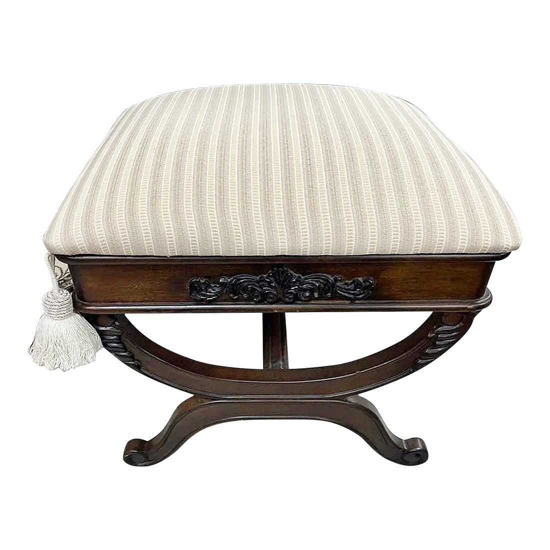 1980s Cerulean Style Upholstered Footstool (1 of 4)