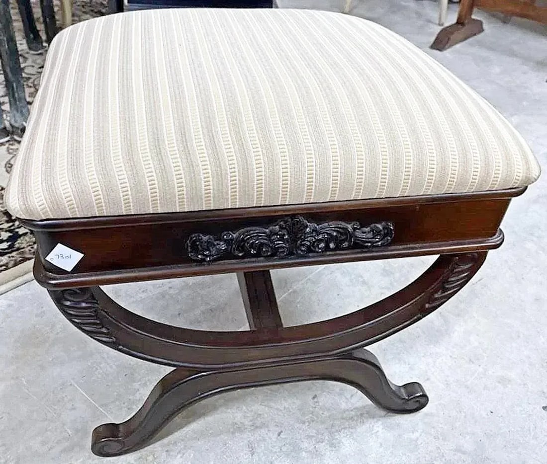 1980s Cerulean Style Upholstered Footstool - 2