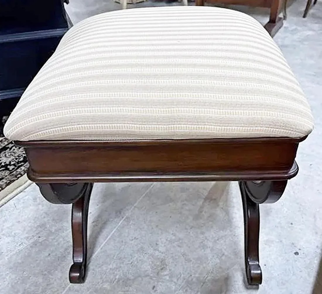 1980s Cerulean Style Upholstered Footstool - 3