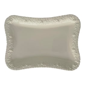 White on White Italian Platter W/ Floral Pattern Serpentine Rim