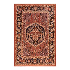 Southwestern Heriz Ziegler Rust Blue Hand-Knotted Rug - 8'3'' X 9'4''
