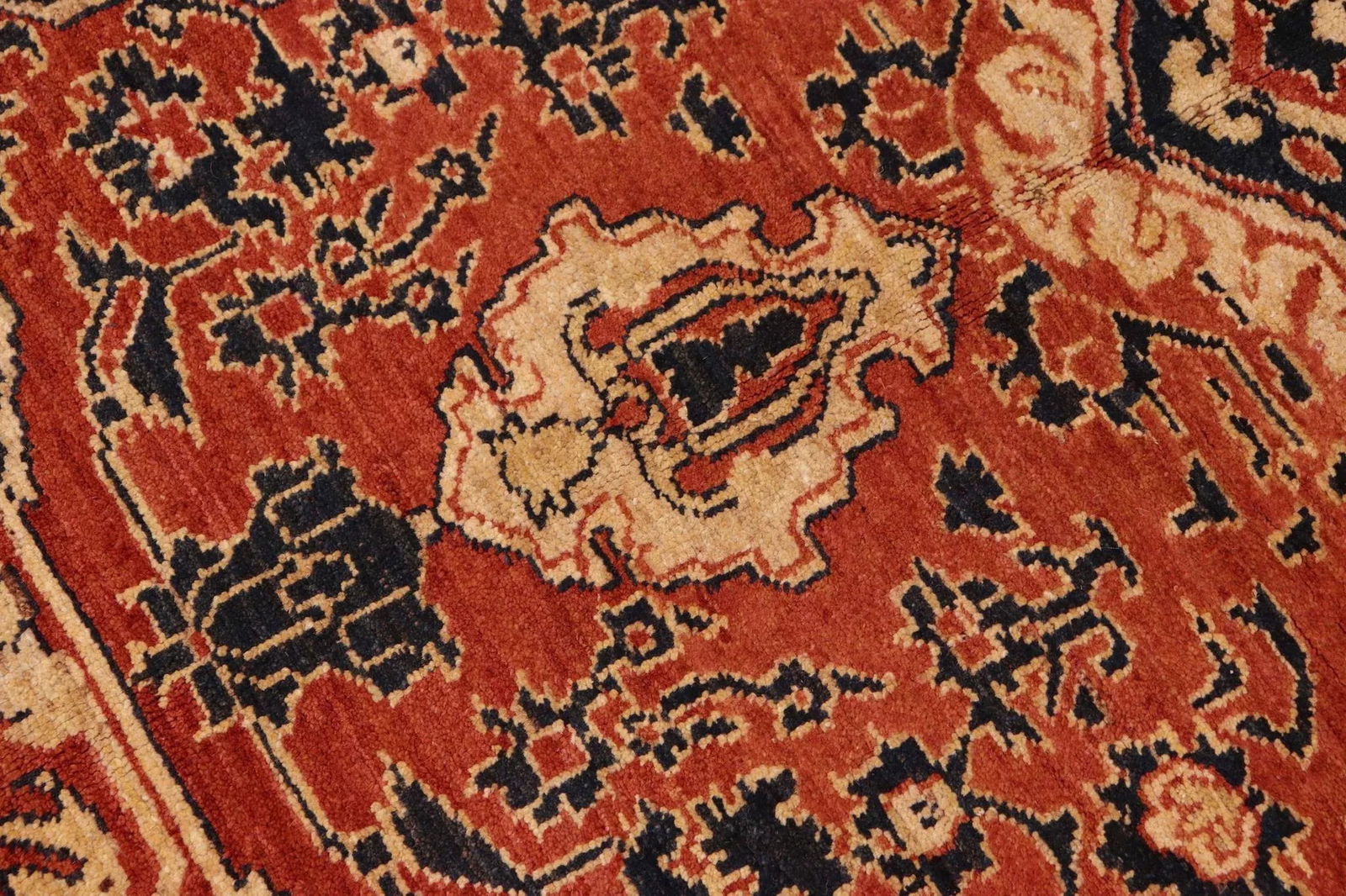 Southwestern Heriz Ziegler Rust Blue Hand-Knotted Rug - 8'3'' X 9'4'' - 7