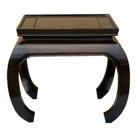 1990s Chinese Brown Curve Leg Square Side Table Display Stand
