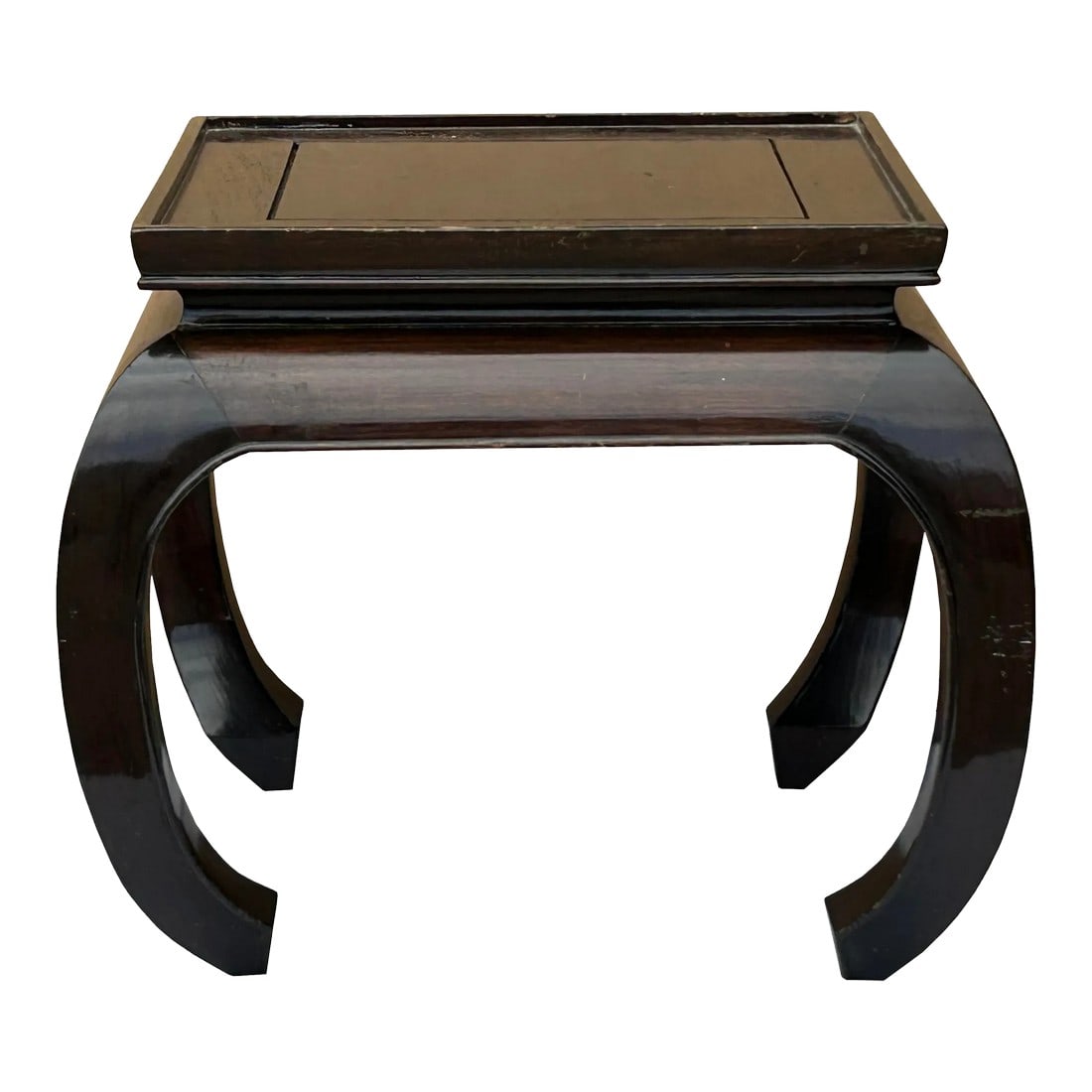 1990s Chinese Brown Curve Leg Square Side Table Display Stand (1 of 9)