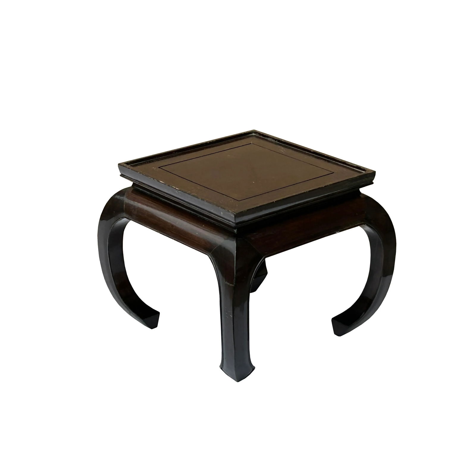 1990s Chinese Brown Curve Leg Square Side Table Display Stand - 3