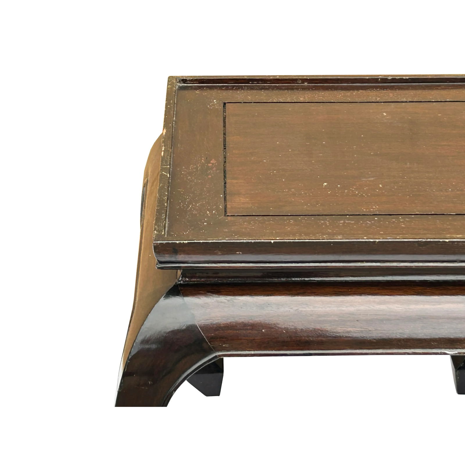 1990s Chinese Brown Curve Leg Square Side Table Display Stand - 4