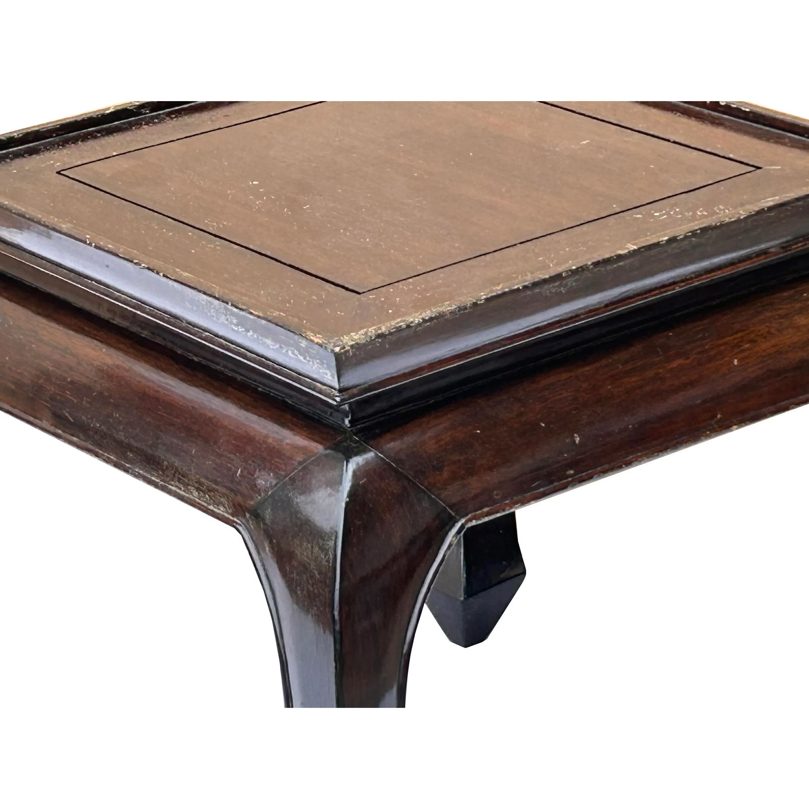 1990s Chinese Brown Curve Leg Square Side Table Display Stand - 5