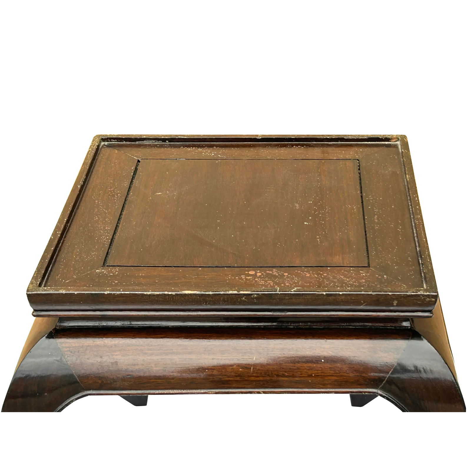 1990s Chinese Brown Curve Leg Square Side Table Display Stand - 9
