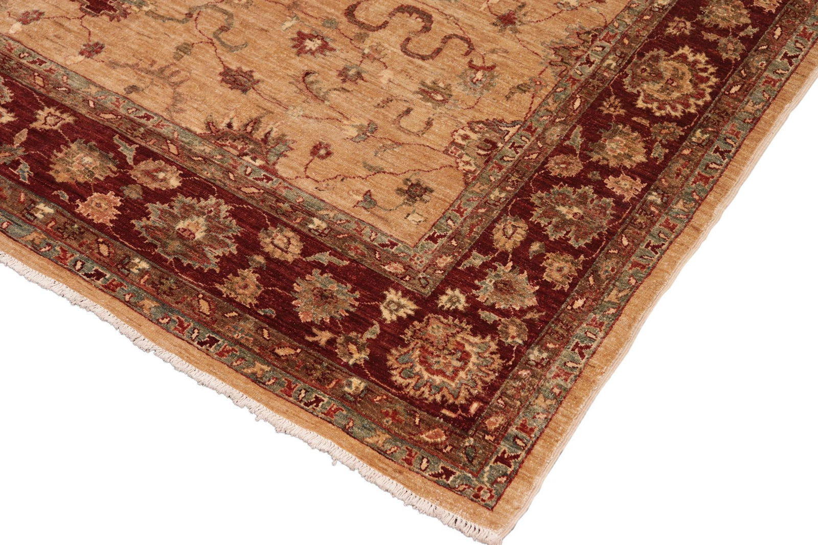 Shabby Chic Ziegler Tan Brown Hand-Knotted Wool Rug - 8'0'' X 10'2'' - 5