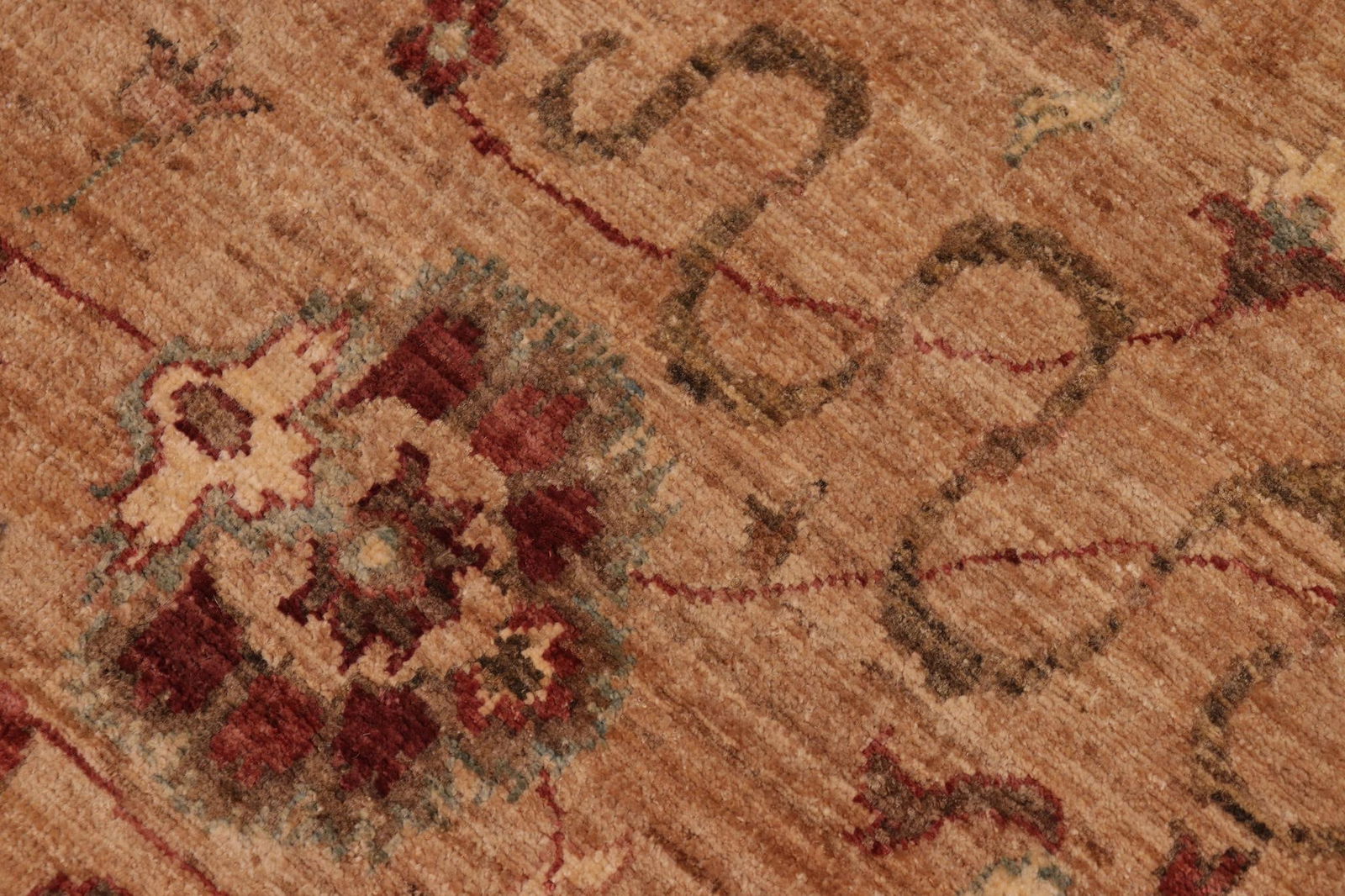 Shabby Chic Ziegler Tan Brown Hand-Knotted Wool Rug - 8'0'' X 10'2'' - 6