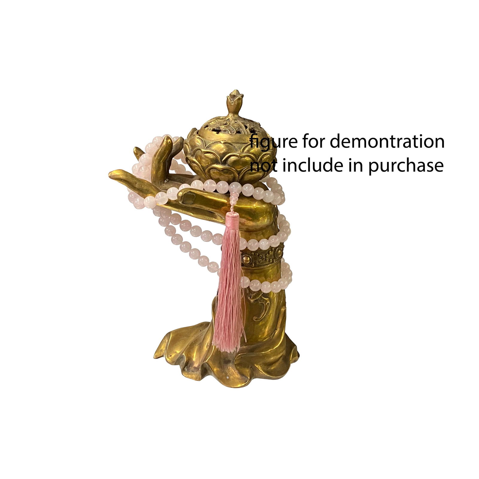 Long Natural Light Pink Stone Beads Hand Rosary Praying Chain - 5