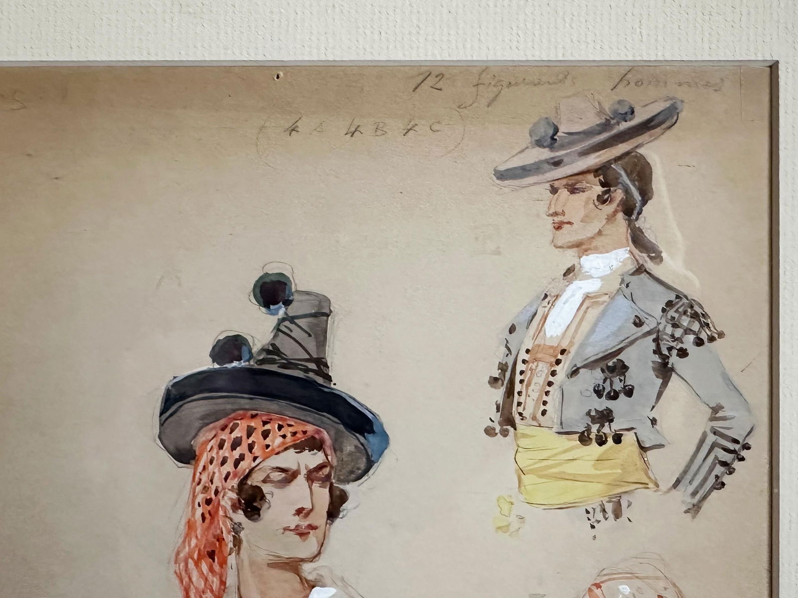 1908 "Torero" Antique Italian Bullfighter Costume Design Painting Watercolor on Paper by Alfredo Ede - 10