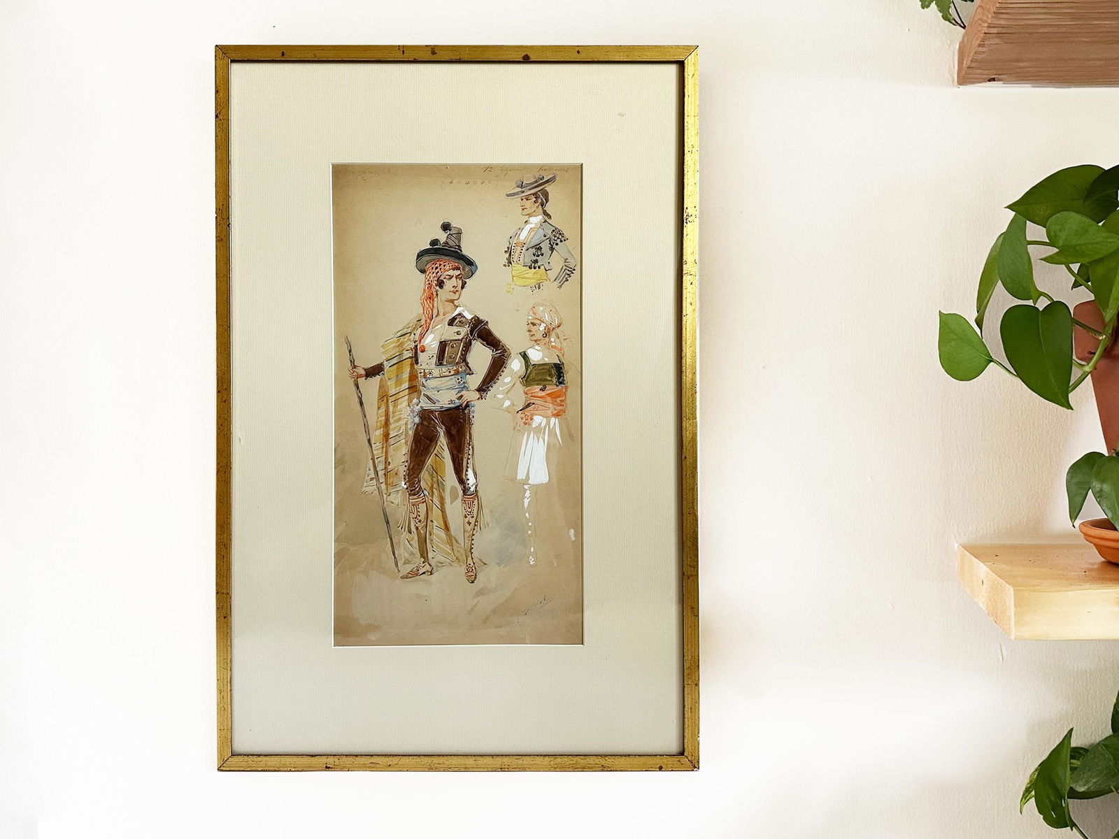 1908 "Torero" Antique Italian Bullfighter Costume Design Painting Watercolor on Paper by Alfredo Ede - 2