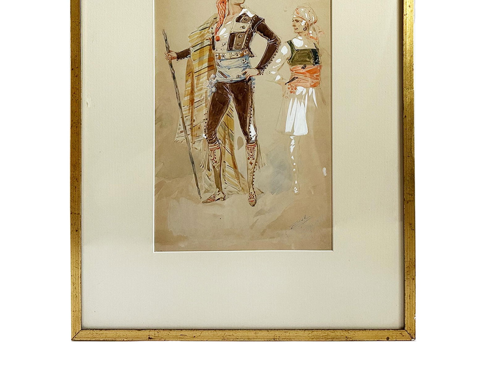 1908 "Torero" Antique Italian Bullfighter Costume Design Painting Watercolor on Paper by Alfredo Ede - 6