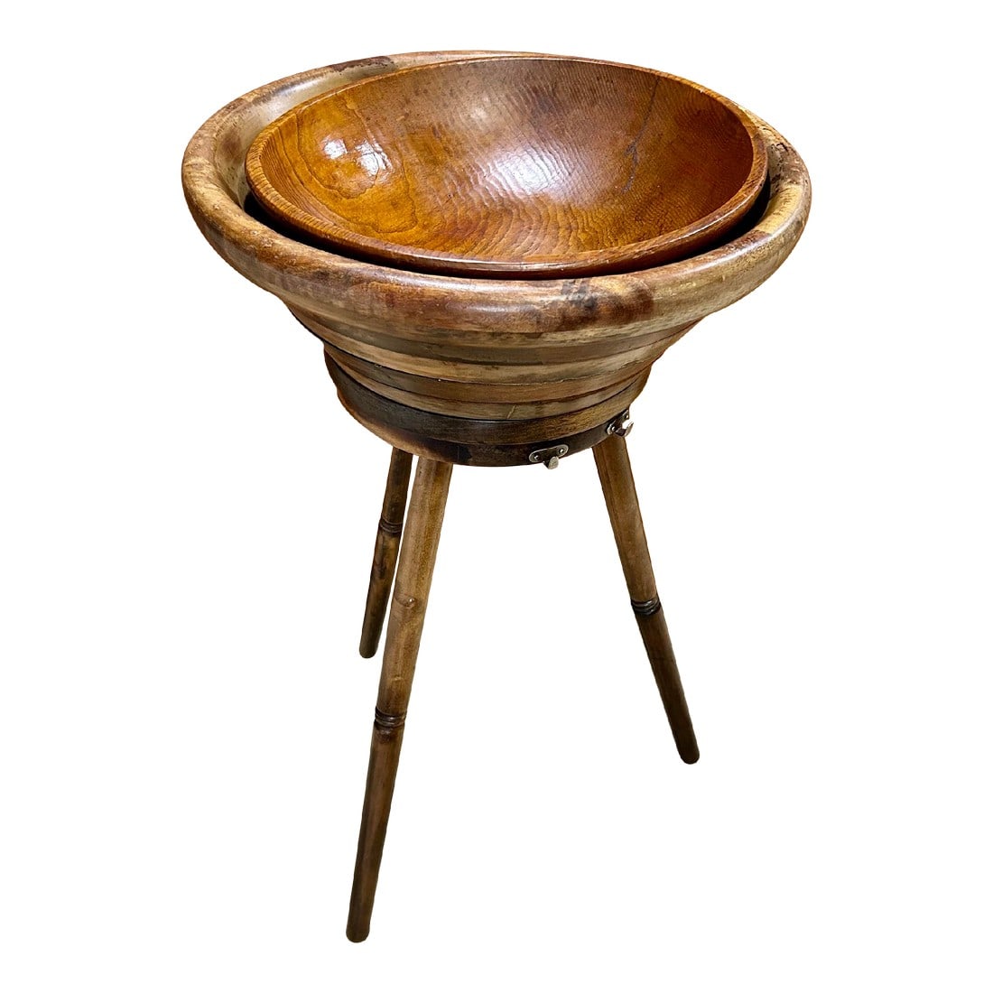 Vintage Mid-Century Repurposed Rotating Shabby Chic Planter or Serving Bowl - 3 Pieces: What a fun and rustic piece of history! It is the perfect height for potted plants to peak over a sunny window sill, or to display pretty decorative baubles, or to set on the front porch and fill