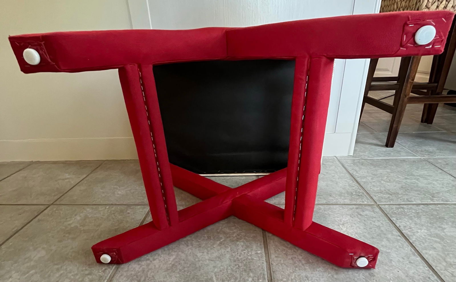 1980s Billy Baldwin Style Red X Bench Ottoman With White Rope Trim - 8