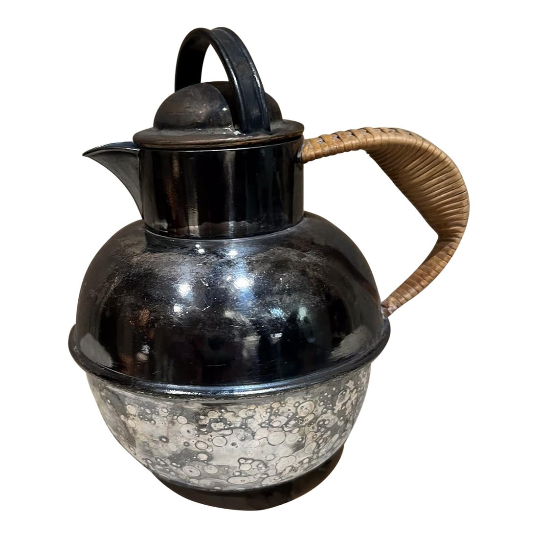 Antique Egw&s Silver Plate Personal Tea Pot Rattan Wrapped Handle (1 of 9)