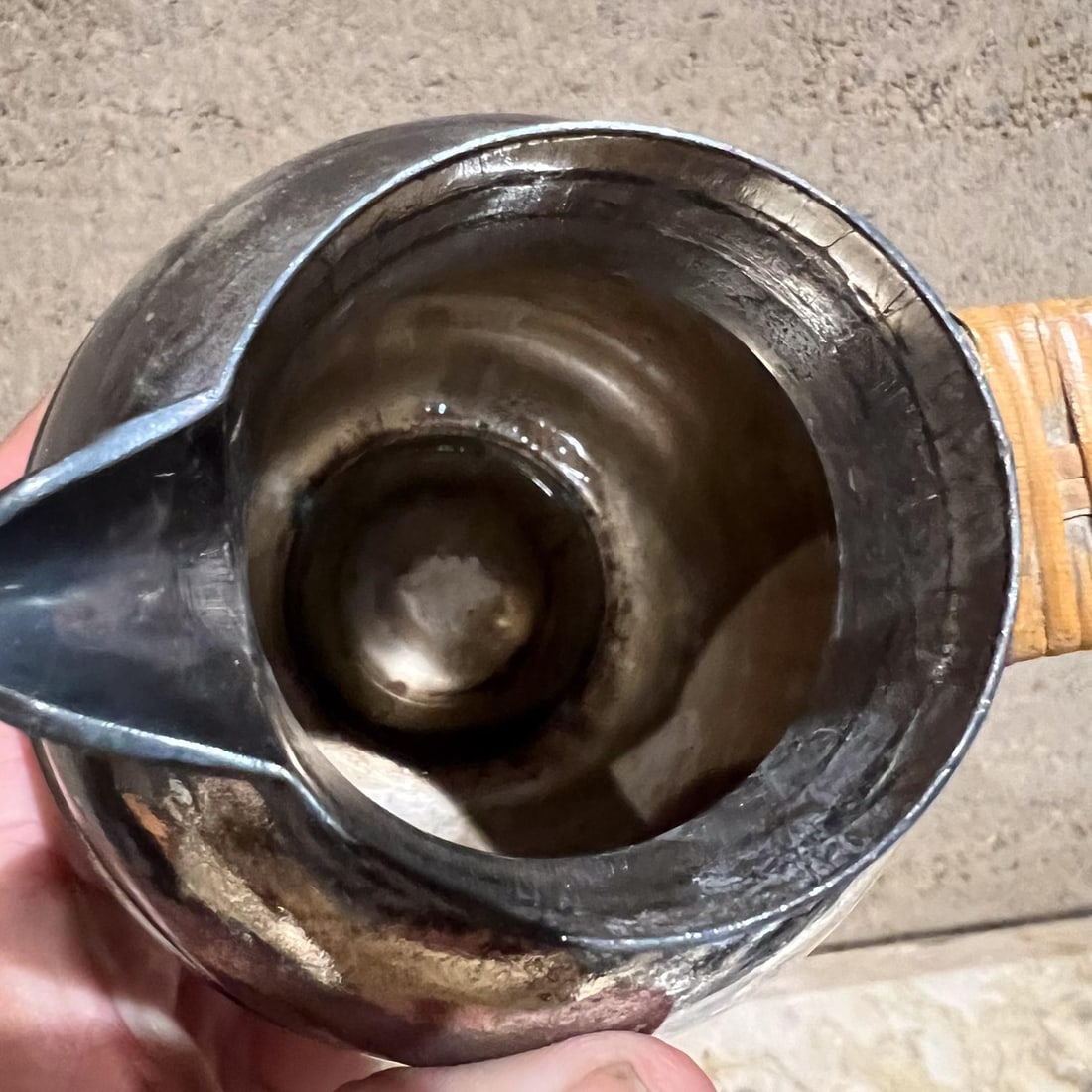 Antique Egw&s Silver Plate Personal Tea Pot Rattan Wrapped Handle - 2