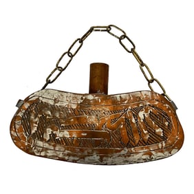 Decorative Copper Gun Powder Flask With Chain