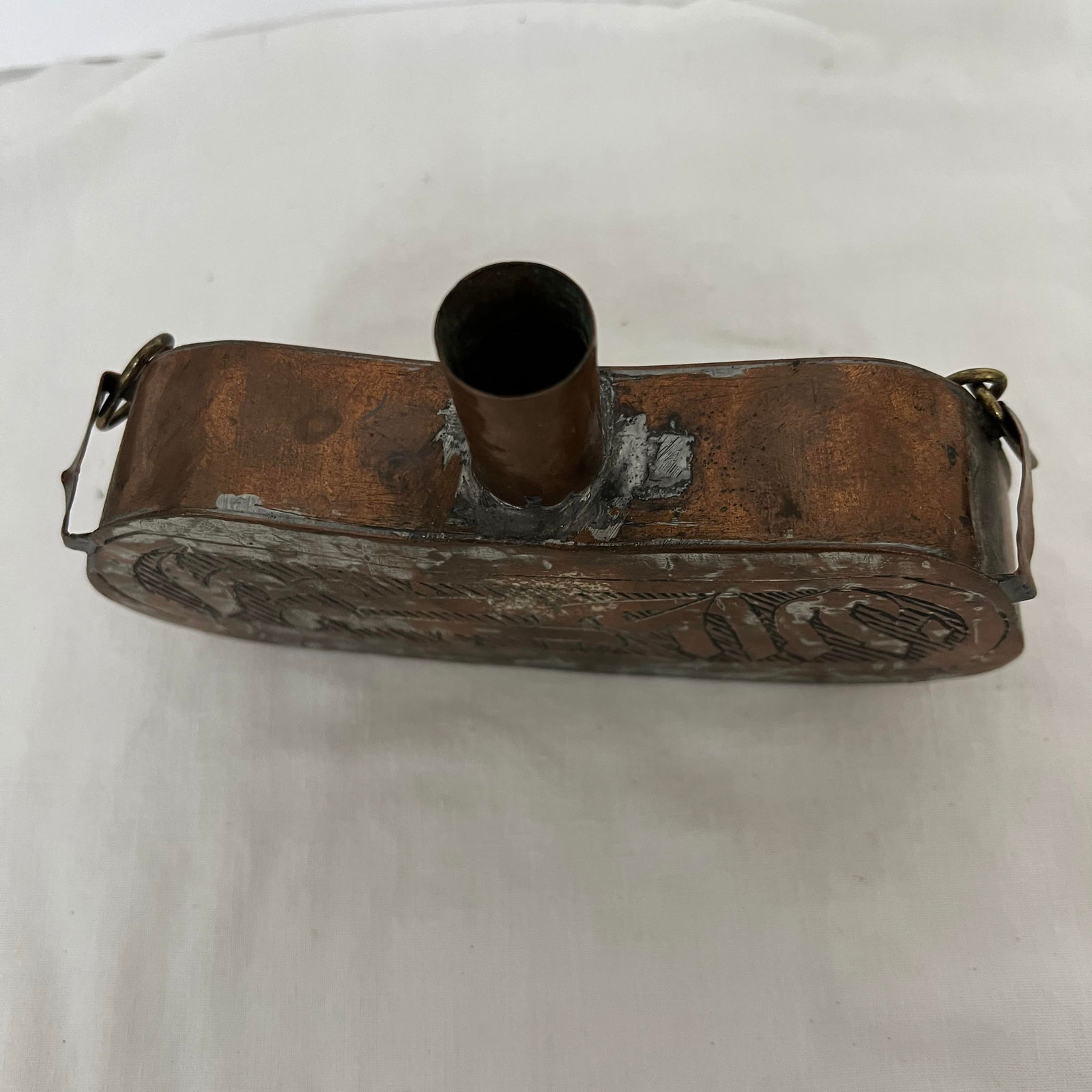 Decorative Copper Gun Powder Flask With Chain - 3