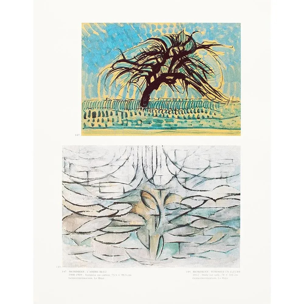 1991 After Piet Mondrian "The Blue Tree" & "The Flowering Apple Tree", Full-Color Parisian Print - 2