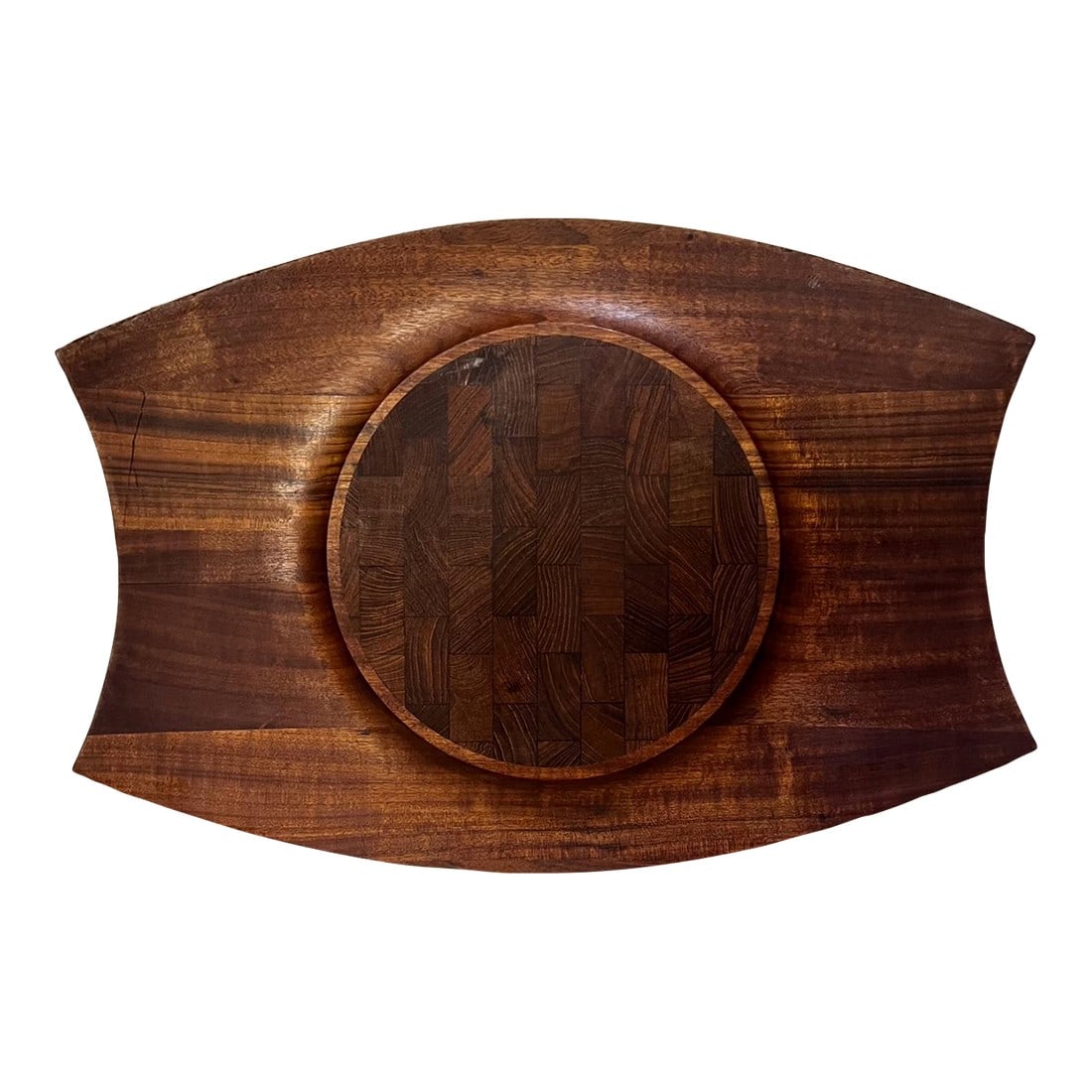 Mid-Century Danish Modern Jens Quistgaard Dansk Charcuterie Teak Tray Denmark: For your consideration, a mid-century danish modern Jens Quistgaard for Dansk teak wood sculpted modern tray. Denmark. Charcuterie board cutting cheese platter or serving piece. Staved teak. Maker sta
