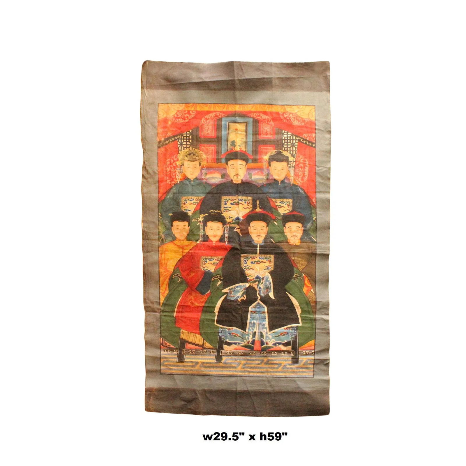 Chinese Hand-Painted Canvas Color Ink Ancestors Painting Art - 2