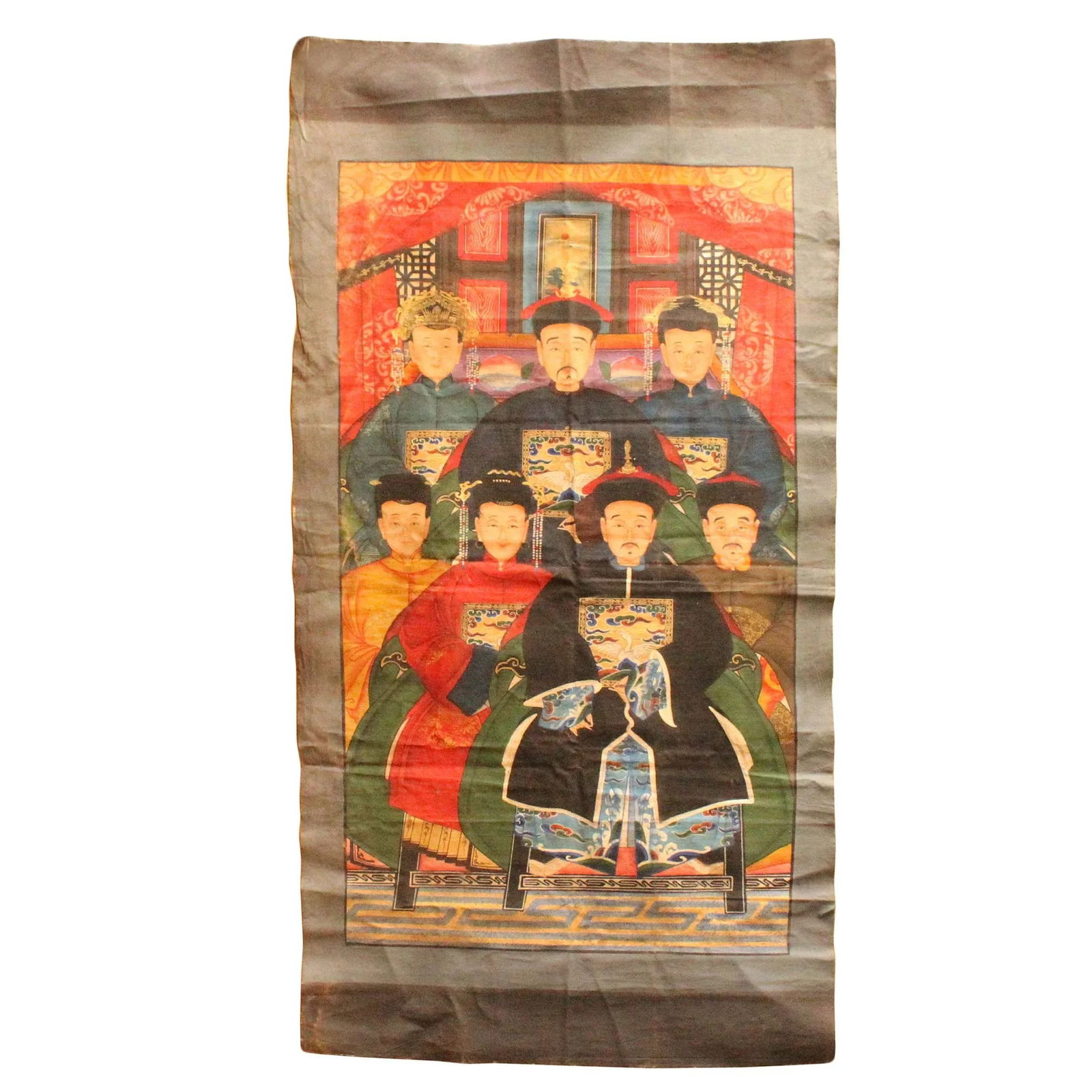 Chinese Hand-Painted Canvas Color Ink Ancestors Painting Art - 3