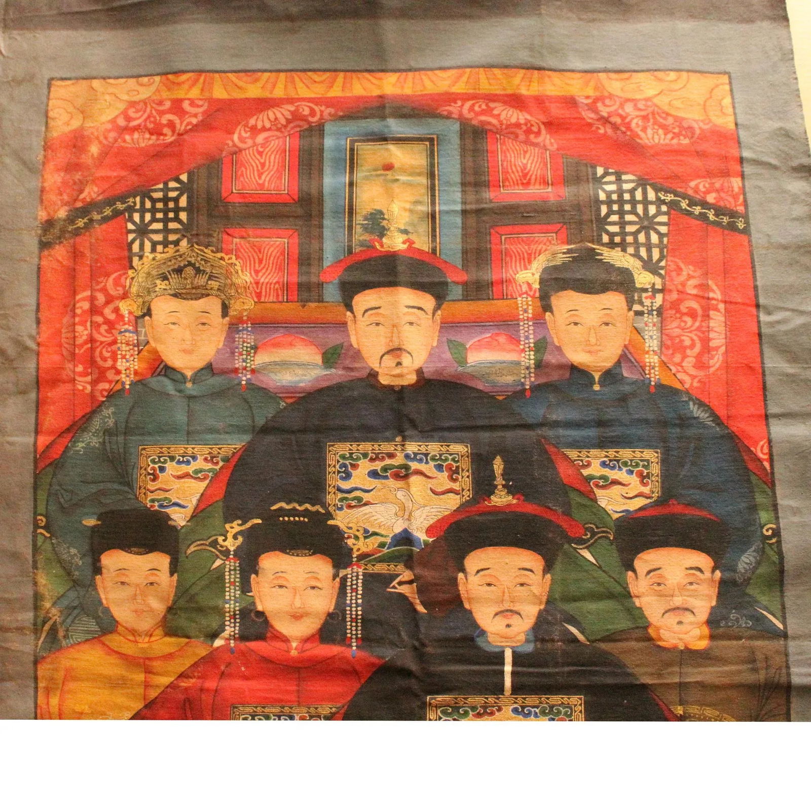 Chinese Hand-Painted Canvas Color Ink Ancestors Painting Art - 4