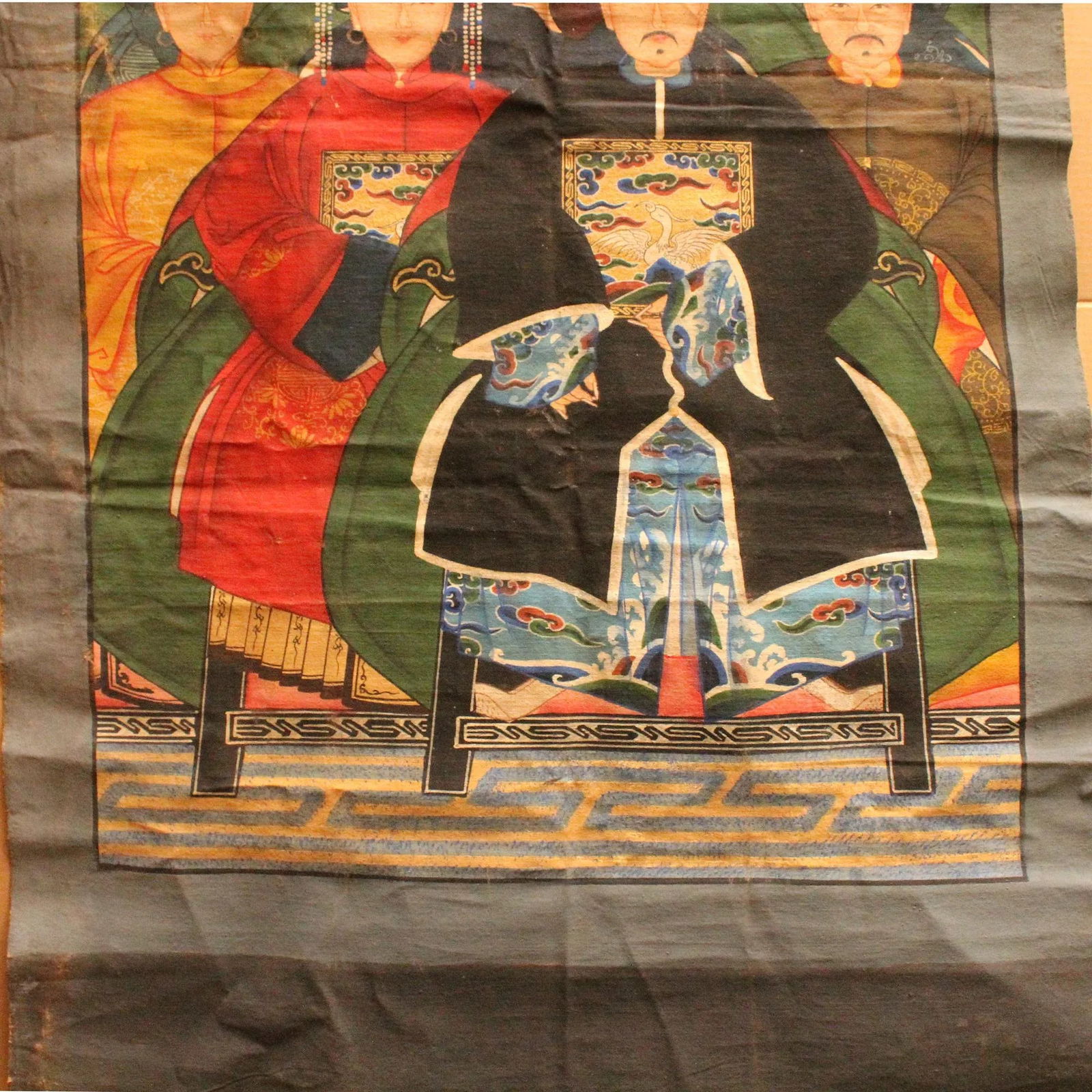 Chinese Hand-Painted Canvas Color Ink Ancestors Painting Art - 5