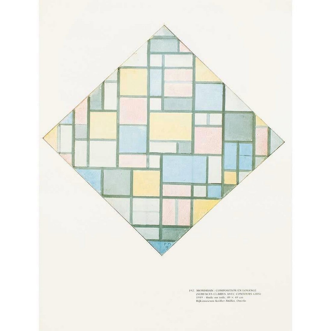 1991 After Piet Mondrian "Diamond Composition (Light Surfaces With Gray Outlines)", Full-Color Paris (1 of 7)