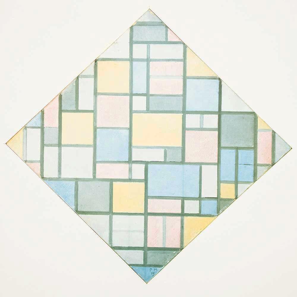 1991 After Piet Mondrian "Diamond Composition (Light Surfaces With Gray Outlines)", Full-Color Paris - 7