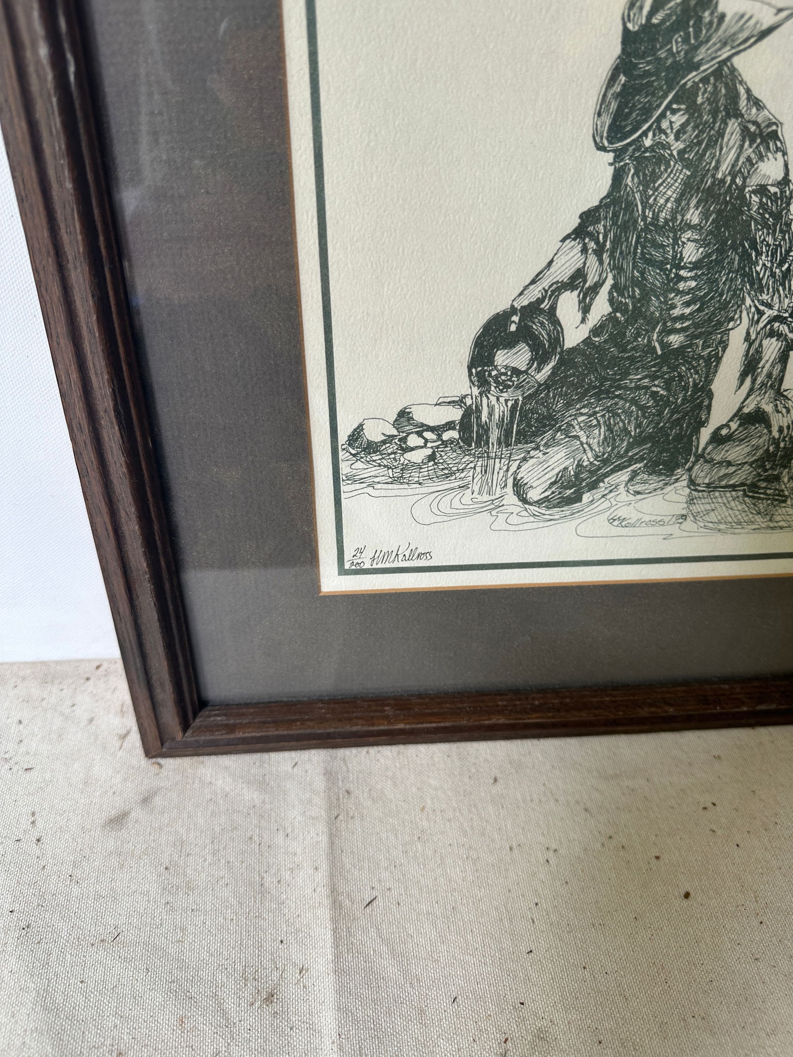 Signed 24/200 Black and White Cowboy Print, Framed - 3