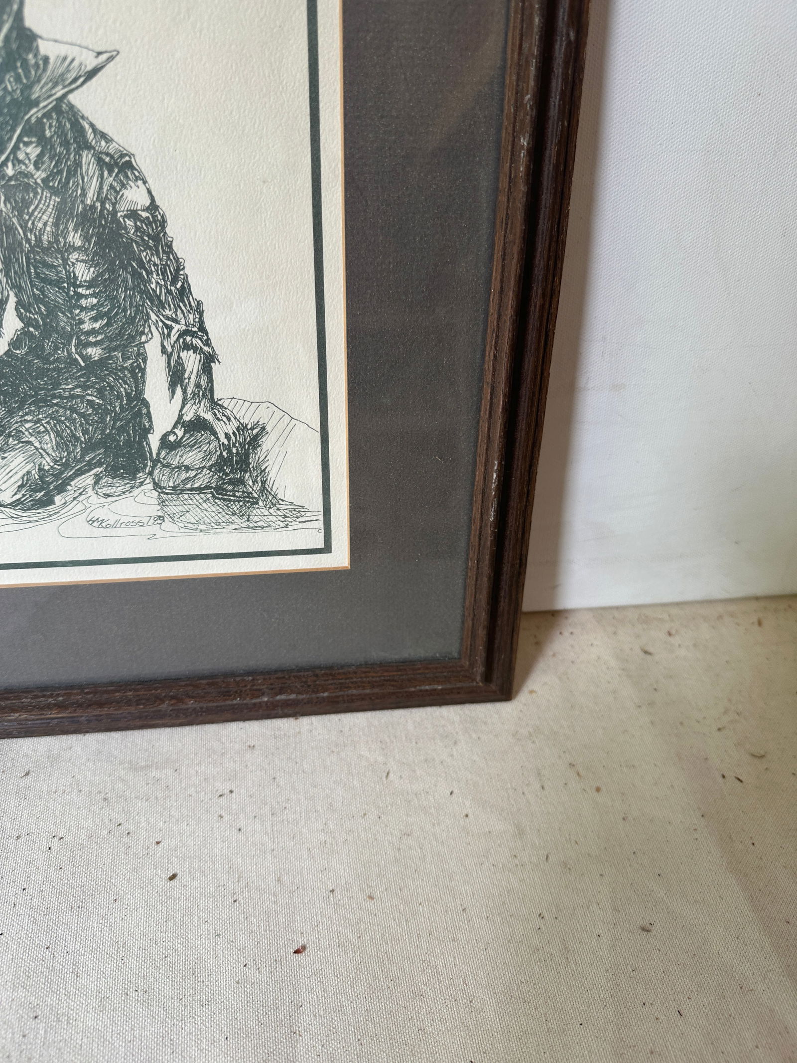 Signed 24/200 Black and White Cowboy Print, Framed - 4