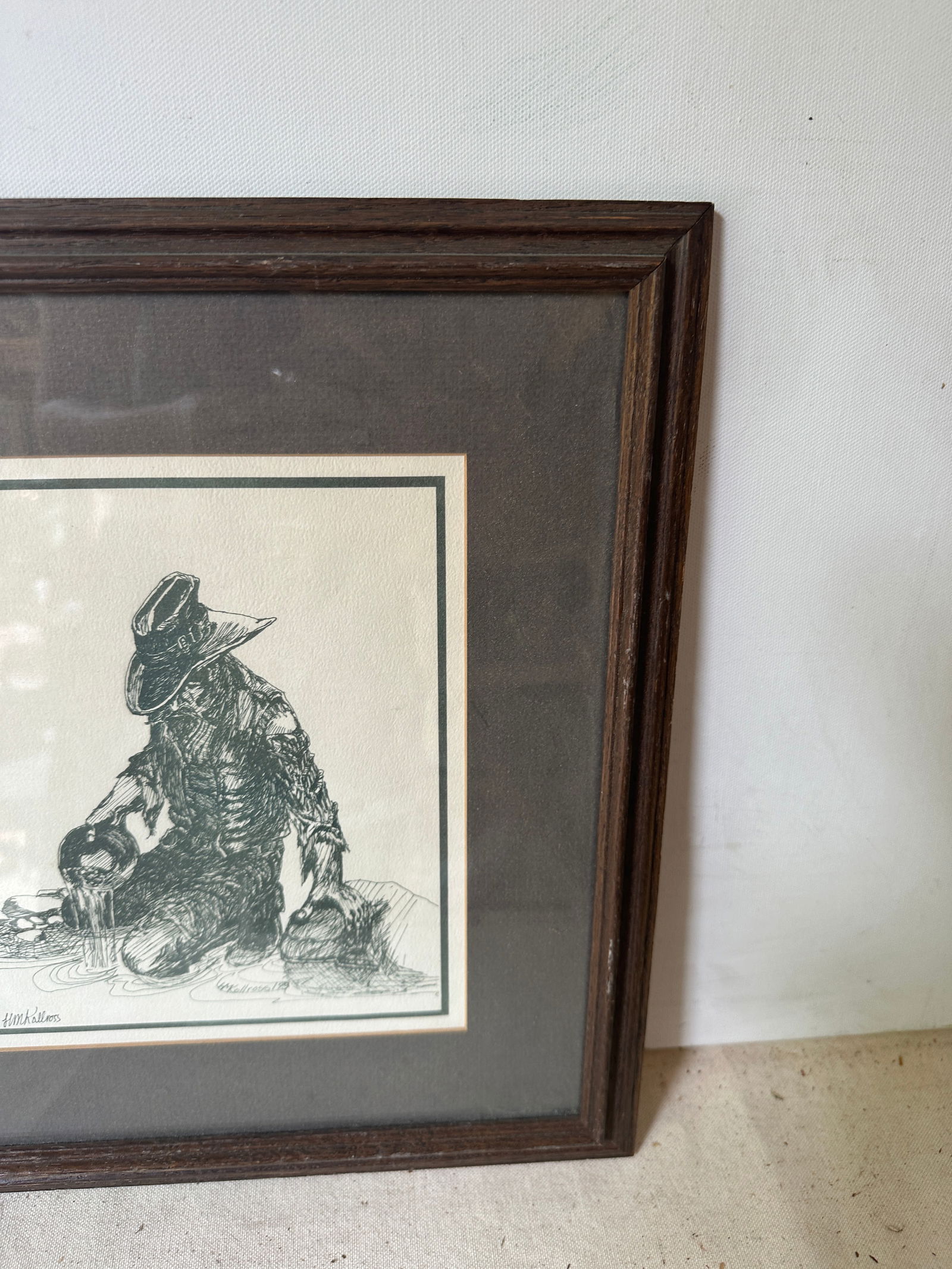 Signed 24/200 Black and White Cowboy Print, Framed - 5